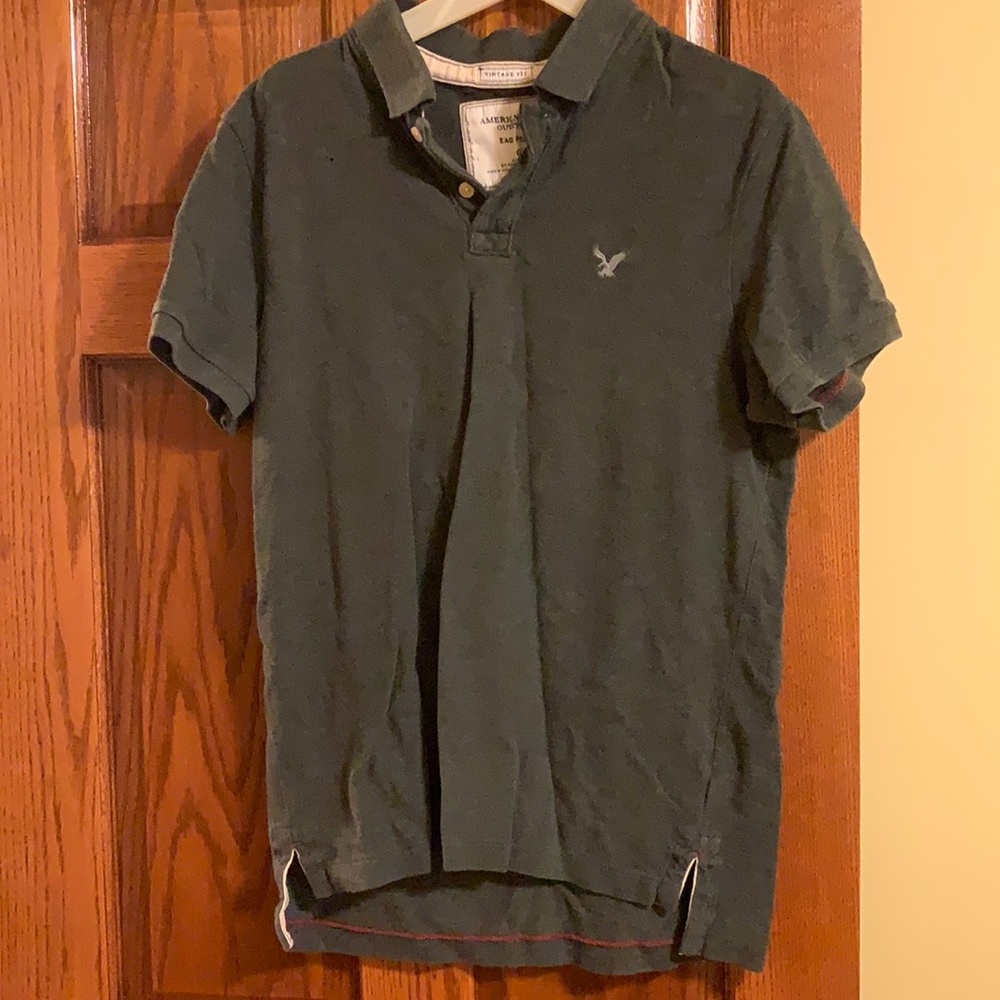 American Eagle Dark Gray Polo- Large.